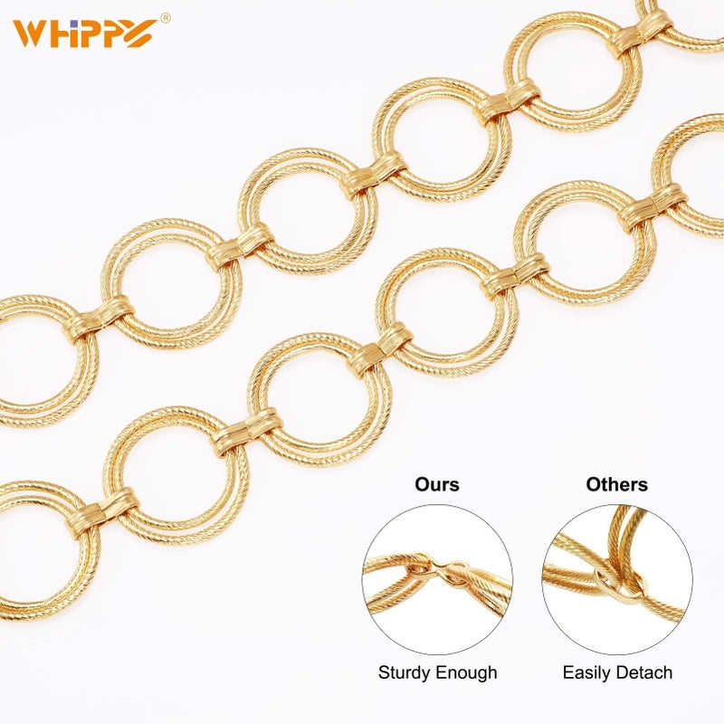 WHIPPY O-Ring Metal Waist Chain Belt Women Fashion Adjustable Body Link Belts for Jeans Dresses, Gold Round M - Image 4